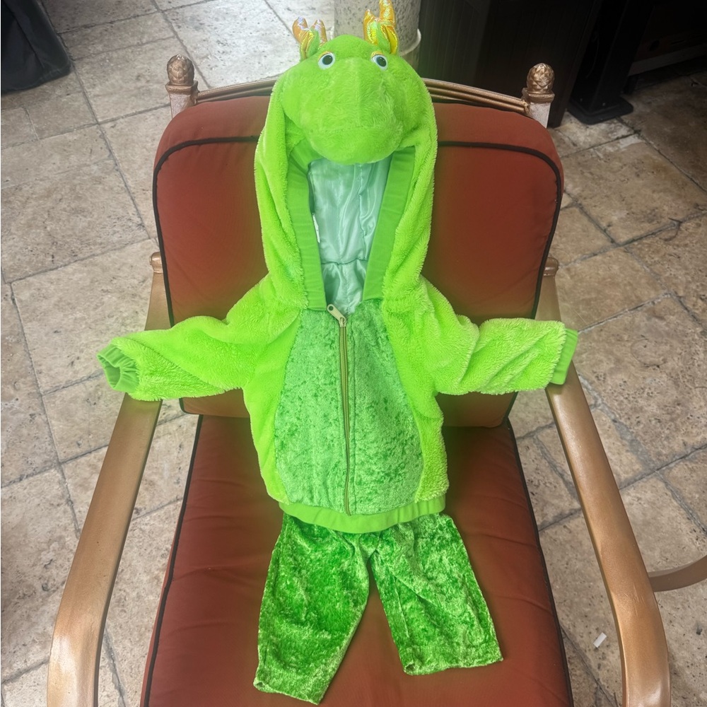 Deluxe Vintage Green Dragon Kids Costume fits 1-2 yrs old - one piece